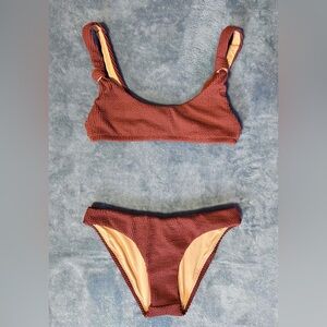 J Crew Rust Textured Bikini Set